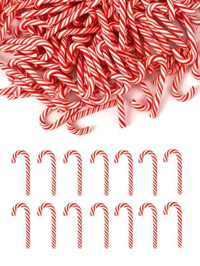 30 Stück Mini Weihnachts-Zuckerstangen Deko, Künstliche Zuckerstangen Pfefferminz Ornamente Weihnachtstisch Streudeko Rot und Weiß Zuckerstangen Vase Füllung für Dekorationen, Party Geschenke, Bastelbedarf