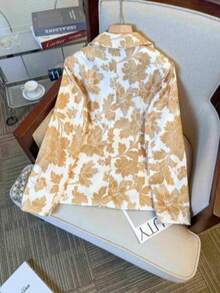 Floral Print Front Button Tie Dress, Suitable For Wedding, Office, Birthday Party, Formal Dinner - White - View 4