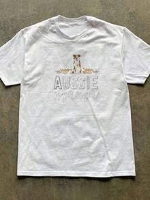 Aussie--Dog-Mom-Shirt-For-Women-Australian-Shepherd-T-Shirt - 白色 - 查看 3