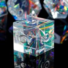 7pcs/Set Multifaceted Transparent Resin Dice, Refracting Multi-Color Lights, Board Games, Parties, Festivals, Outdoor Yard Games, Halloween, Christmas Gifts