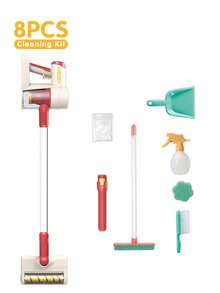 8 قطع/11 قطعة مجموعة مكنسة كهربائية متعددة الوظائف للأطفال - مجموعة تنظيف وكنس، أدوات تنظيف للأعمال المنزلية واللعب التمثيلي، لعبة تفاعلية لتنظيف غرفة الأطفال، أدوات لعب الأدوار، مناسبة للأولاد والبنات كهدايا عيد الميلاد والهالوين