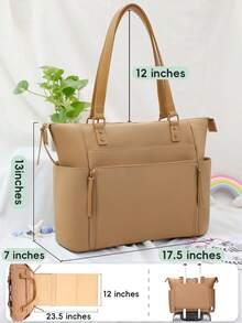 Diaper Bag Backpack Neoprene Diaper Bag Tote, Pañaleras Para Bebe With Changing Station,14 Pockets Large Capacity Travel Baby Bag For Mom, Convertible Diaper Tote, Brown - 棕色 - 查看 3