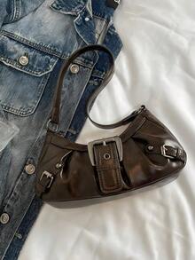 1pc Women Retro Biker Chic Studded Adjustable Strap Crossbody Bag, Large Capacity Soft Gradient Leather Shoulder/Underarm Bag, Suitable For Work, Dating, Parties, Vintage Bag For Women, Halloween Purse Perfect For Fancy Party Halloween Fashion & Gothic Fashion,1pc Women Retro Biker Chic Studded Adjustable Strap Crossbody Bag, Large Capacity Soft Gradient Leather Shoulder/Underarm Bag, Suitable For Work, Dating, Parties, Vintage Bag For Women, Halloween Purse Perfect For Fancy Party Halloween Fashion & Gothic Fashion,Christmas Gifts,Christmas Gifts,Crossbody Bags For Women,Christmas Decorations - 棕色 - 查看 11