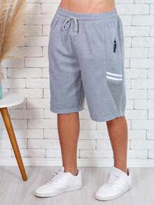 Men's Sweatpants / Zippered Pockets / Elastic Waist - Light Grey - View 1
