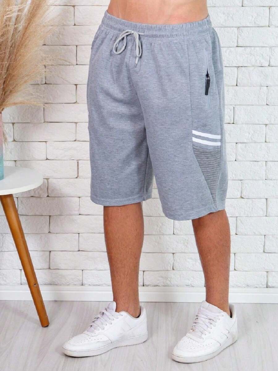 Men's Sweatpants / Zippered Pockets / Elastic Waist - Light Grey - View 1