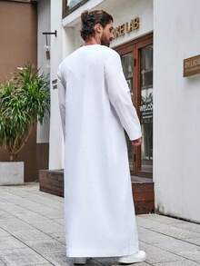 Muslim Men's Casual Solid Color Traditional Arabic Long Robe