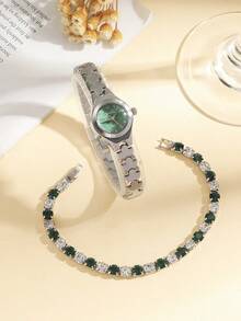 5 Stücke/Set Neue Mode Stahlarmband Uhren für Frauen, minimalistisches Design, Quarzwerk, geeignet für den täglichen Gebrauch, Geburtstag, Jahrestag, Halloween und andere Feiertagsgeschenke, ohne Geschenkbox