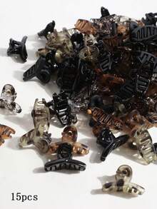 15/20/30个迷你花朵造型发夹，棕色/咖啡色，小号刘海发夹，发爪夹，发夹，发卡，发夹，发饰，秋冬季女士度假装扮发饰，女士花朵发夹