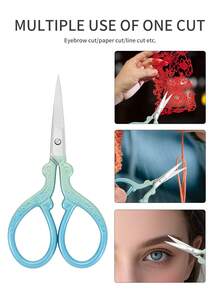 1pc Stainless Steel Ombre Precision Pointed Scissors, Multifunctional Vintage Beauty Embroidery Scissors For Facial Hair, Eyebrows, Eyelashes, Beard, Nose - Suitable For Home, Travel And Outdoor Use
