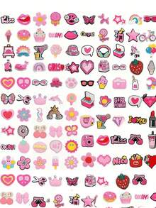 100pcs Assorted Multicolor Decorative Fashionable Shoe Ornaments Decorative Buttons, For Garden Shoes Slippers, Beach Sandals DIY Accessories, Unisex Accessories, Random Color & Style Summer, Back To School