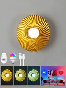 Rechargeable Battery Powered Wall Lamp, Iron Art Cordless Wall Light Set With Remote Control, 2000mAh Dimmable Detachable Rechargeable Bulb, 15-Color Wall Lamp For Bedroom, Living Room, Corridor, Hotel Decoration