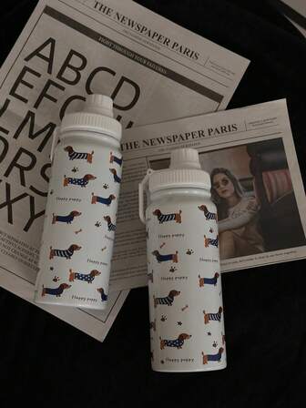 600ml、800ml、1000ml蓝色腊肠犬元素水杯，不锈钢保温咖啡杯，双层保护真空保温水杯，非常适合送礼，居家，办公室，车载，给家人和姐妹的圣诞礼物