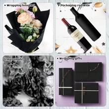 100/50 张 20 英寸 x 14 英寸黑色薄纸散装礼品袋包装纸 DIY 工艺品生日万圣节节日装饰纸 - 黑色 - 查看 4