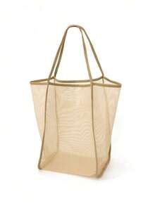 女生透明网眼单肩包，时尚大容量通勤托特包，适合日常使用