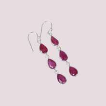 925 Sterling Silver Red Ruby Gemstone Hook Earring - Red Ruby - View 1
