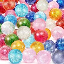 1/5/10/15/20/30/40/50/60/80/100个装儿童弹力球,彩色橡胶球,小型减压玩具,适合装入礼品袋、课堂奖励、派对用品、复活节彩蛋填充物、宝箱奖品 - 透明閃粉 - 查看 10