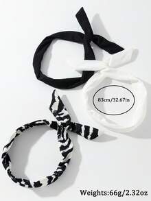 3 件套女士时尚休闲百搭纯色和斑马纹扭纹头带配饰女士围巾秋季发带运动发饰秋季女士头巾瑜伽吸汗带健身发带跑步冬季度假装女士 - 彩色 - 查看 4