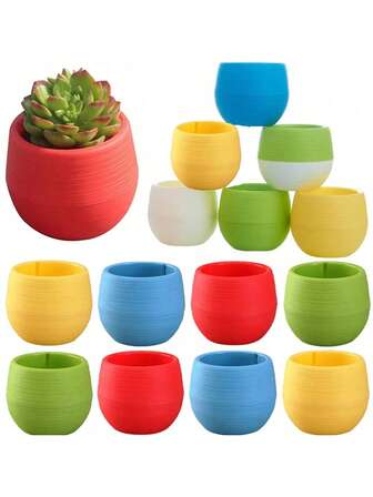 1-20pcs Mini Flower Pots For Succulents Small Plants DIY Interchangeable Planters With Drainage Hole Water Reservoir Cute Desktop Decor
