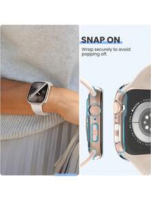 3件組適用於Apple Watch 40mm 41mm 42mm 44mm 45mm 46mm 硬PC鋼化玻璃二合一保護殼，防摔防刮全邊緣保護蓋，適合 Ultra SE Series 11 10 9 8 7 6 5 4，中性觸控靈敏智慧手錶保護殼，3色組 - 透明+透明+透明 - 查看 4