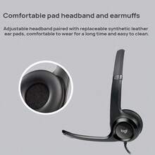 Logitech H390 頭戴式有線耳機 清晰通話 便利線控 舒適襯墊 立體聲音效 降噪麥克風 旋轉麥克風桿 USB-C介面 黑色 - 黑色 Type-c接口 - 查看 6