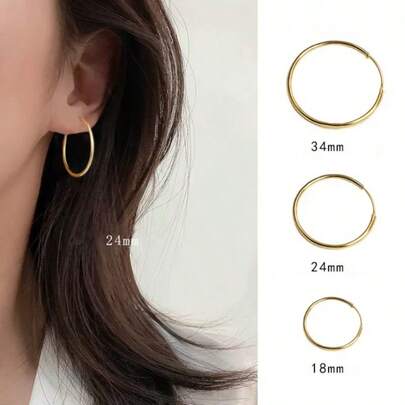 BALMORA 2只S925纯银极简圆形耳环，多种尺寸可选（8/10/12/13/14/15/16/18/20/25/30毫米），百搭圆形耳环，男女皆宜，适合日常通勤和派对场合。