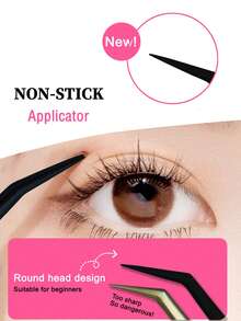PALM LASHES 1pc Nano-Coated Non-Stick Stainless Steel Curved Tip Tweezers, Suitable For Self-Adhesive/Press-On Eyelash Extensions, Eyelash Extension Tool, (Black) - Black - View 5