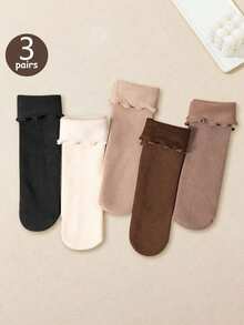 3 đôi tất nữ mềm mại, ấm áp và dày dặn, sọc đen trắng, phù hợp cho cả gia đình, màu ngẫu nhiên. - Nhiều màu - Xem 8