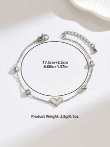 1 pieza Brazalete de acero inoxidable con forma de corazón y diamantes de imitación, caja de regalo de lujo, regalo de cumpleaños, accesorio de joyería ligero y versátil para mujeres