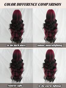 NAMM 30 Inch Red Ombre Black Long Wavy Wig Loose Long Body Wave Wig For Women , Gorgeous Fluffy Synthetic Wig With Bangs Natural Appearance Very Soft Synthetic Heat Resistant Fiber Hair, Beautiful Full Machine Hair Wig Suitable For Fashion Girls Daily,Anime Or Costume Cosplay Decoration,Music Festival Dance Party Street Wear Use(Gradient Black White) - Màu đỏ ombre - Xem 7