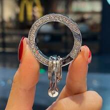 2pcs/4pcs/6pcs Thick Handmade Diamond Inlaid Spring Rings, Keyrings, Car Key Hanging Rings, Bag Renovation Accessories, Zinc Alloy One Inch Large Key Rings, Spring Rings, Open Ring DIY Ring Car Key Hanging Parts