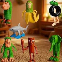 8 Italian Brainrot Tung Tung Tung Shan Hai Jing Themed Figure Statues, Suitable For Car/Desktop Decoration, Home Collection And Office Decoration, Game Peripheral Model Dolls, Interesting Art Deco Style Holiday Decorations