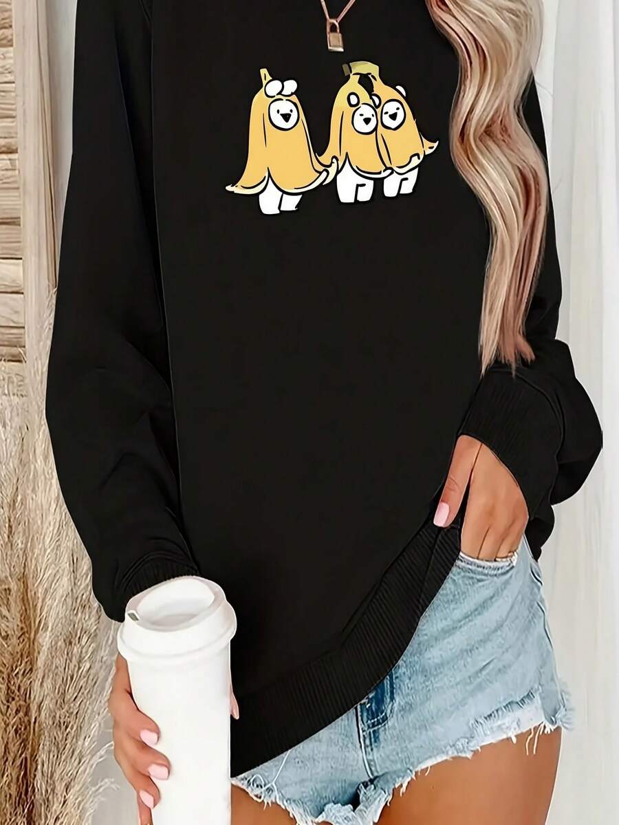 Women's Looks Feel Acts That Make Me Printed Sweatshirt - Cozy Fall/Winter Pullover, Long Sleeves, Crew Neck, Casual, Perfect For Halloween Party Outfits, Everyday Fall Fashion And Fall/Winter Outfits, Playful Design, Soft Fabric, Comfortable Material, Fashion Apparel
