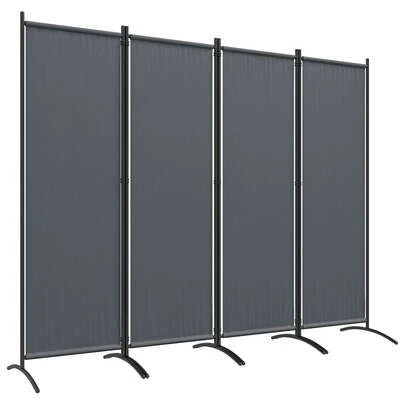  Outsunny 4 Panel Folding Garden Divider, 1.7m Privacy Screen With Wide Feet, Portable Freestanding Privacy Panel For Deck, Pool, Hot Tub, Dark Grey