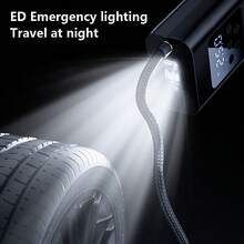 One Set Of Car Air Compressor - Portable Car Tire Inflator, Multiple Inflation Modes Car Inflation Pump With Free Inflation Accessories, 150PSI Pressure, Mini Electric Air Pump With Digital Pressure Gauge And LED Lighting Function, With Tire Pressure Detection, Automatic Inflation, Automatic Stop, Etc., Small Size And High Power. Suitable For Cars, Families, Motorcycles, Bicycles, Etc., Holiday Gifts