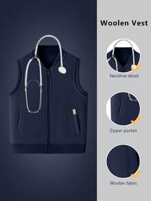 cimmuovere 女士保暖羊毛背心，带口袋，V 领，舒适的日常通勤穿着，适用于手术室、护士制服、医疗保健、牙科、宠物医院、实验室