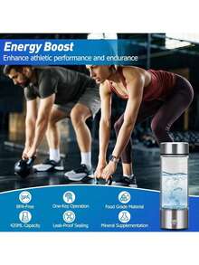 1个14盎司（420毫升）便携式硼硅酸盐玻璃氢离子水瓶，美容健康杯，可充电富氢水生成器，采用SPE/PEM技术快速电解，改善水质，适合家庭、学校、办公室、旅行、健身和日常补水，是送给长辈的绝佳礼物。