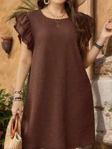 Women's Plus Size Dress Bloqueira Moda - Rỉ Nâu - Xem 1