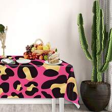 1/3pcs Leopard Print Plastic Tablecloth, Purple/Red/Pink Leopard Pattern, Disposable Hunting Animal Leopard Print Party Decoration, Bridal Shower, Wedding, Birthday Party Supplies