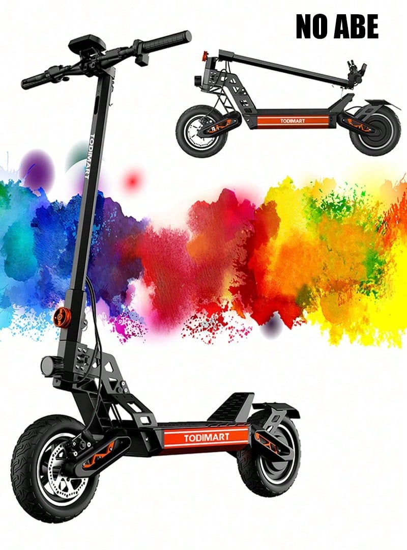 TODIMART S9 Electric Scooter For Adults, Brushless Motor, Maximum Range Of 65-80 Km, 10-Inch Off-Road Tires, Handles Slopes Of 25°, And Can Be Folded And Stored With A Maximum Load Of 130 Kg - 黑色 - 查看 1