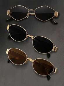 1/2/4 Pcs Of Women's Metal Frame Oval/Polygonal Fashion Glasses, Suitable For Daily Use And Outdoor Activities