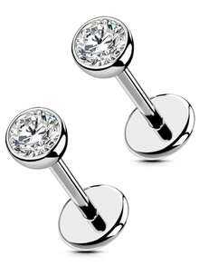 Yinuo 2 buc 20G/18G/16G G23 titan fără fir nas Stud cercei plat spate mici CZ nas mic Helix cartilaj Tragus Conch Labret Medusa Monroe piercing bijuterii pentru femei bărbați