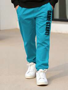 2pcs/Set Older Boys' Casual Gaming Controller Print Long Sleeve Sweatshirt And Pants Suit, Street Fashion Warm Outfit For Spring, Autumn & Winter - Blue - View 5