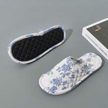 女士中式软底拖鞋，室内拖鞋，静音防滑布艺拖鞋 - 青花瓷 - 查看 6