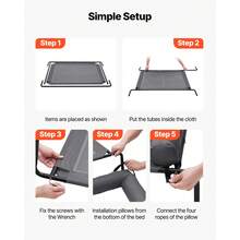 Elevated Dog Bed For Large Dogs, Portable Raised Dog Cot With Washable Pillow, Indoor & Outdoor Pet Cooling Raised Hammock Bed With Steel Metal Frame And Breathable Teslin Mesh, XL, Gray - Flat Bent Leg Support XL - 查看 5