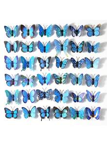 50pcs 3D Removable Butterfly Wall Stickers, Suitable For Home, Room, Bedroom, Party Decoration, 6CM