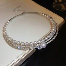 A Sophisticated And Fashionable Party Or Banquet From Japan And South Korea, Paired With A Multi-Layered Artificial Pearl Round Ball Collar - Bạc - Xem 4