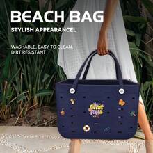 CSjihua Women's Beach Bag, EVA Beach Rubber Tote - Durable, Lightweight, Fade-Resistant, Suitable For The Beach, Pool, Boat, Shopping, Sports, Easy To Clean, Sturdy And Durable, Beach Accessory | Colorful Beach Bag | Lightweight Bag - 彩色 - 查看 2