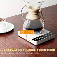 3公斤/0.1克电子咖啡秤，带定时功能、自动计时、去皮和单位转换、背光液晶显示屏、用于手动冲煮的防滑垫、电池供电（不含电池） - 彩色 - 查看 1
