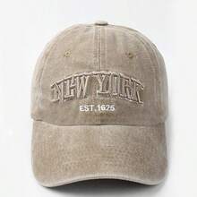 1 件男女通用刺绣“NEW YORK”水洗棒球帽，可调节休闲防晒棒球帽 - 彩色 - 查看 9
