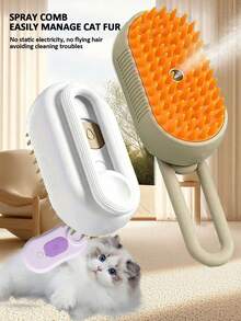 1pc Pet Steam Massage Brush, Universal For Cats & Dogs Floating Hair Cleaning Device, No-Wash Pet Steam Brush, No-Rinse Steam Massage Brush, One-Button Grooming, USB Rechargeable, Suitable For Cats & Dogs, Daily Care Tool, Portable Hair Care Accessory - Multicolor - View 11